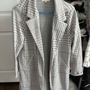 MELLODAY Checkered Blazer in Blue and White